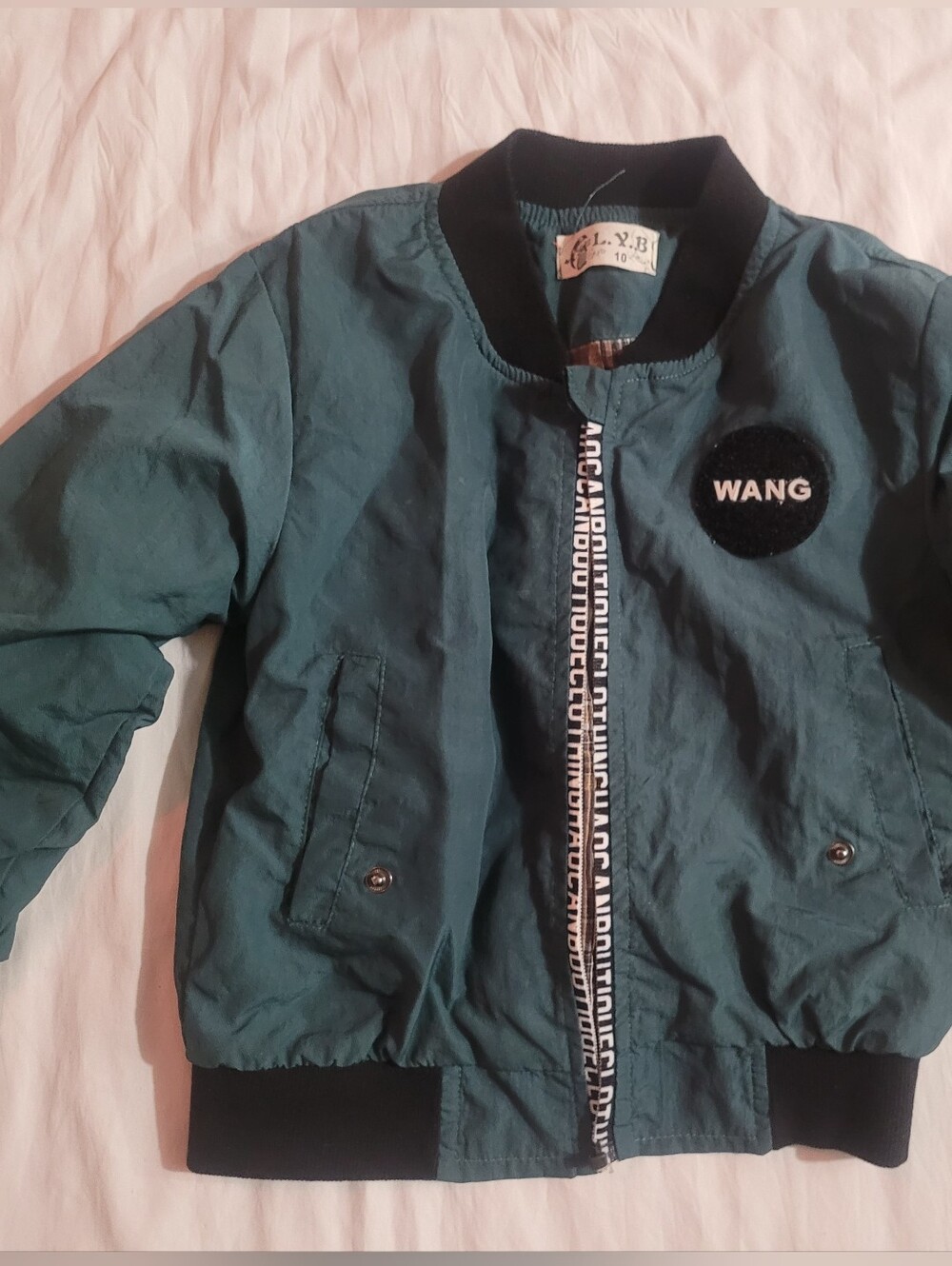 Kids Teal Bomber Raincoat with Patch